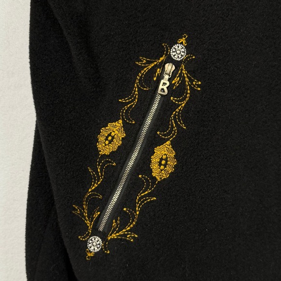 Vintage Bogner USA Embroidered Fleece Ski Pullover Half Zip Black Medium - Picture 5 of 16